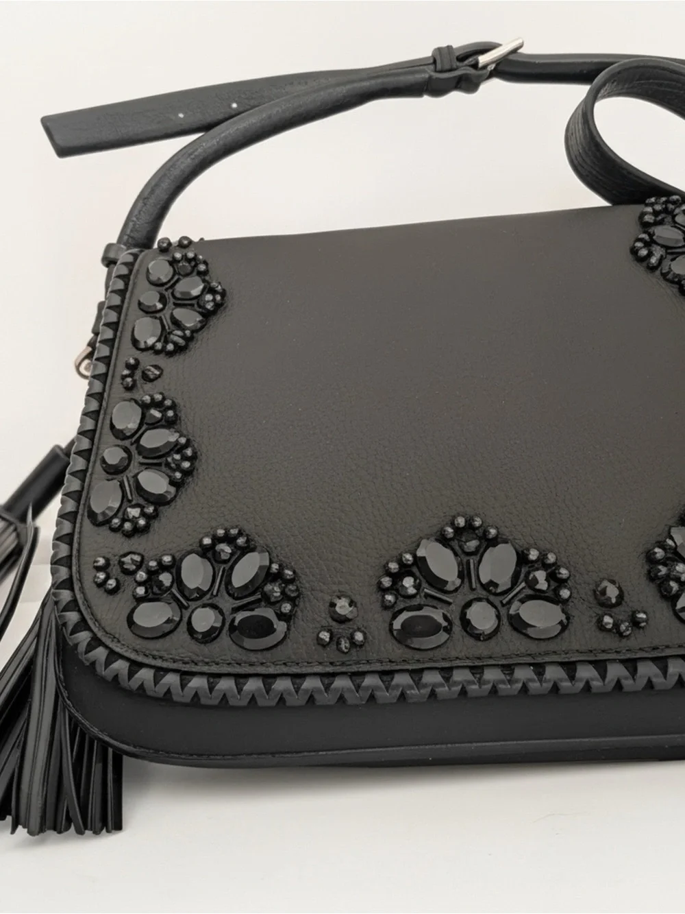Kate Spade Black Embellished Crossbody Bag with Tassels